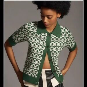 Anthropologie Maeve Green Knit Cardigan